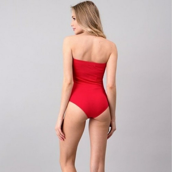 Heart & Hips Red Tube Top Snap Bodysuit - Picture 7 of 7